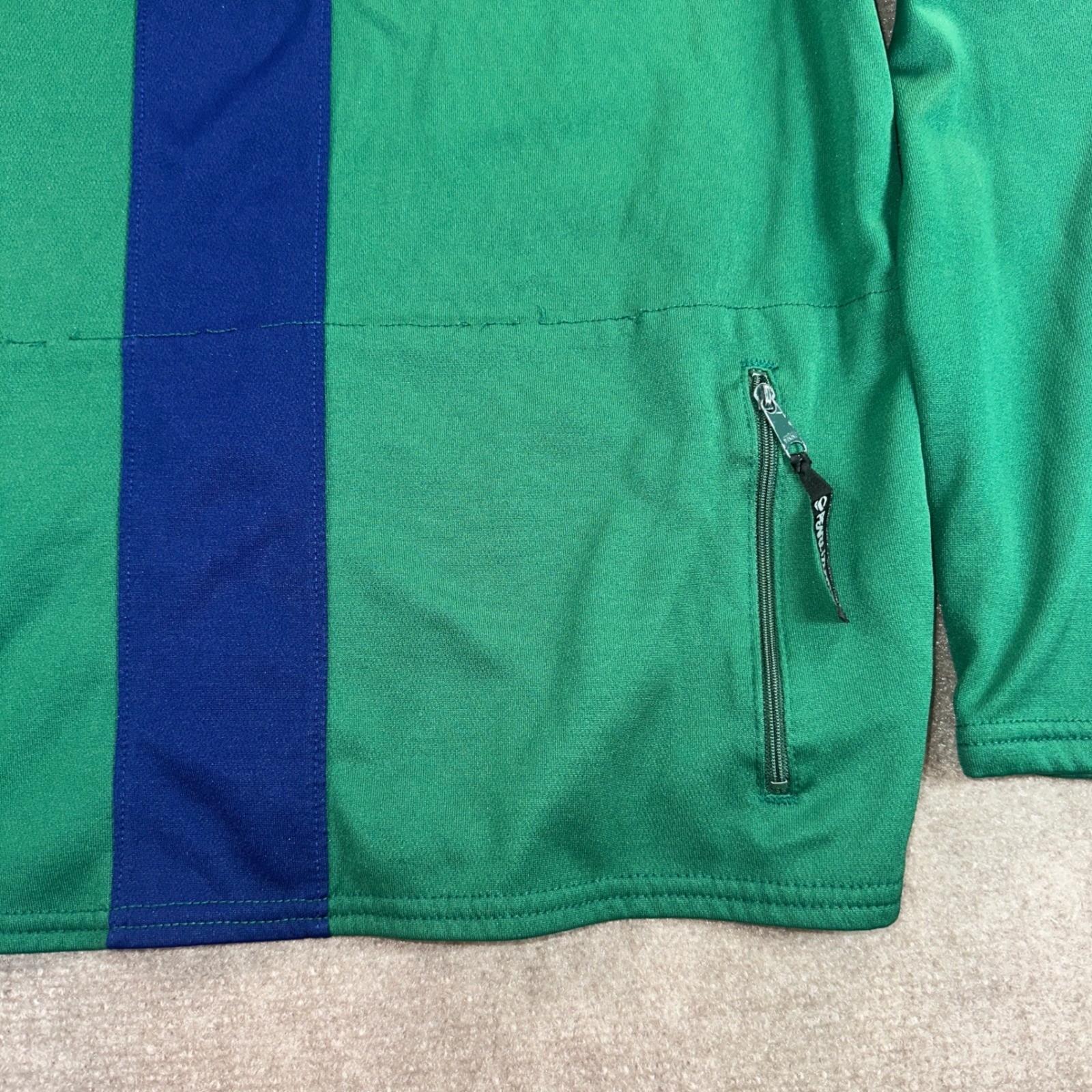 Pearl Izumi Technical Cycling Jersey Mens Large Green Navy Blue Quarter Zip L/S