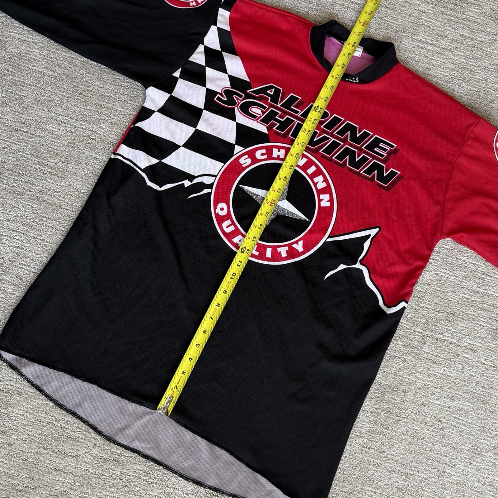 Schwinn Alpine Cycling Jersey XL Red Black White Long Sleeve 100% Polyester