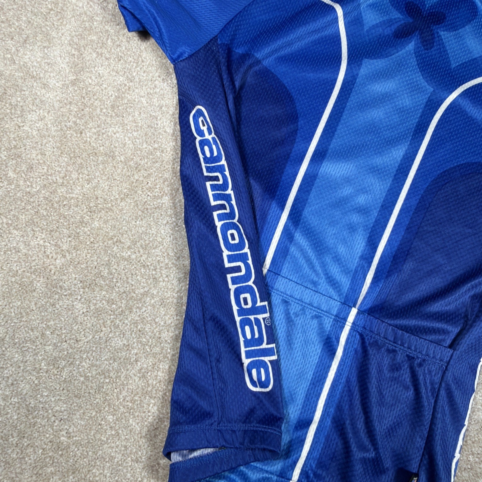 Cannondale 3/4 Zip Cycling Riding Jersey Mens Large Blue Short Sleeve Logo