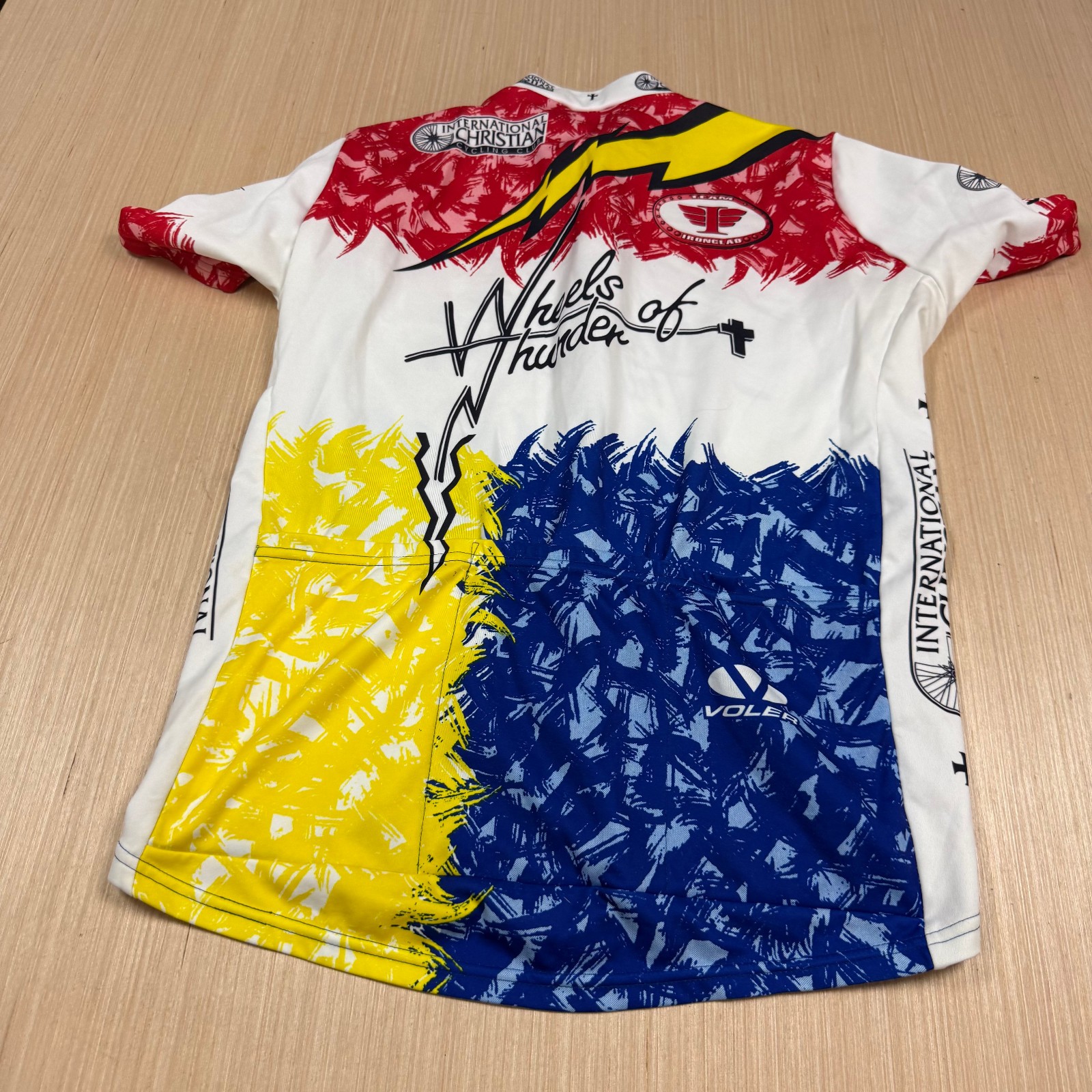 Vintage Voler Cycling Jersey 90s Christian Jesus Wheels of Thunder XL 90s aop