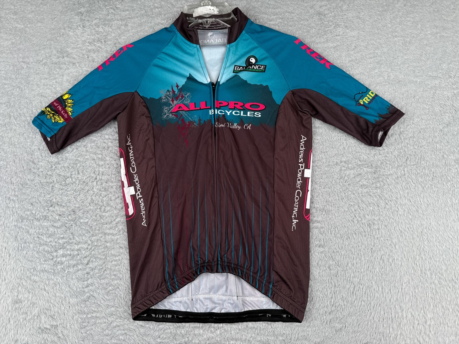 Balance Cyclewear Cycling Jersey Adult 2XS XXS Blue Brown All Pro Simi Valley