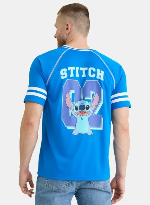 Stitch NEW♈Men’s V neck Mesh SS Baseball Jersey size XS~Blue/lilac