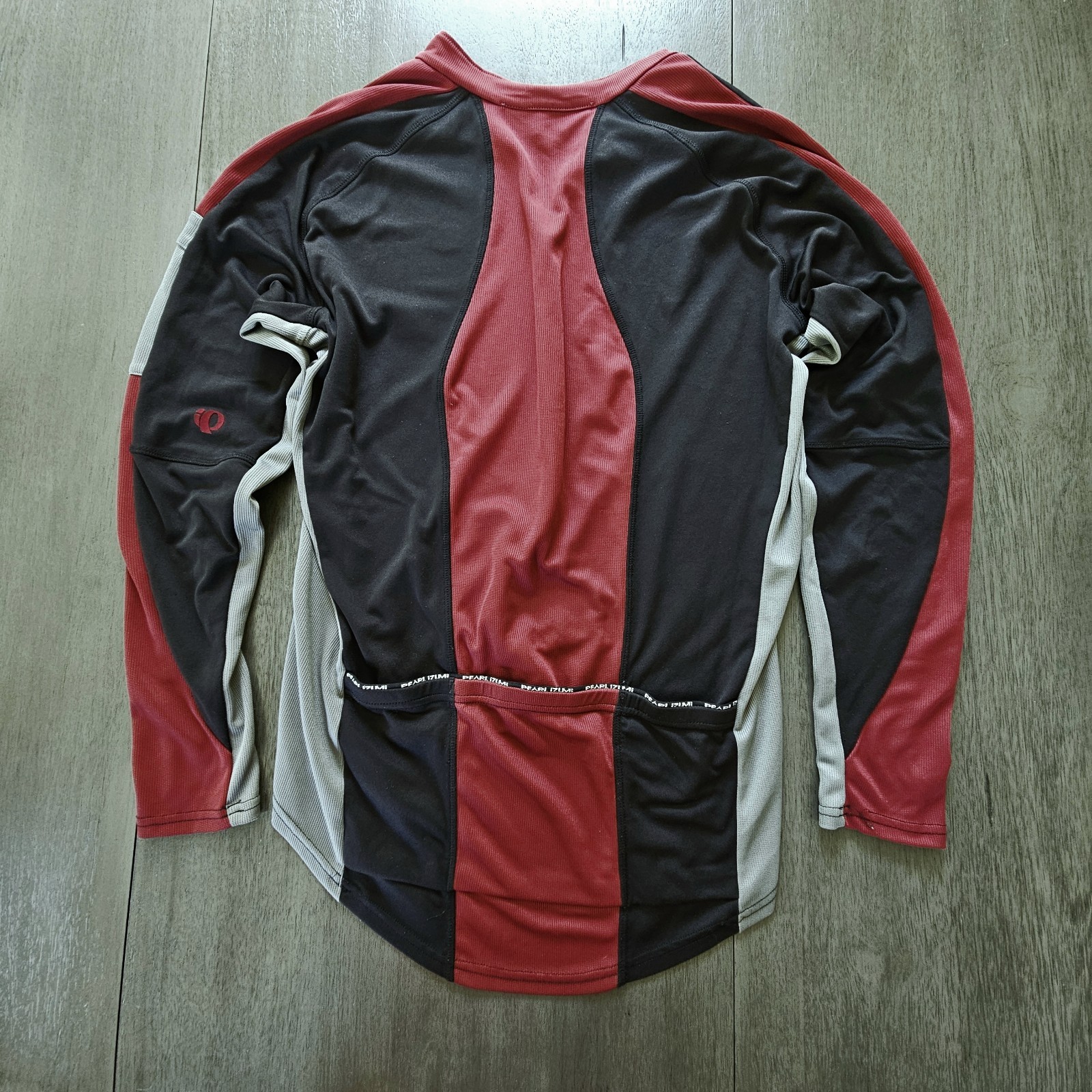 Pearl iZumi Womens Large Full Zip Cycling Jersey Pockets L Sleeve Black Maroon
