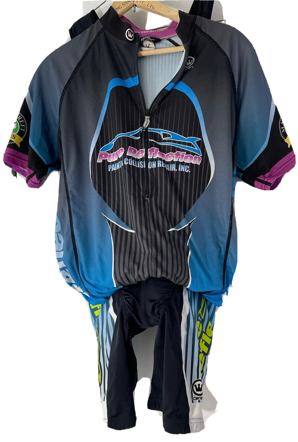 Canari Cycling Men’s M Jersey 3 pockets & Bib Shorts Set Bike KY 2008 racing