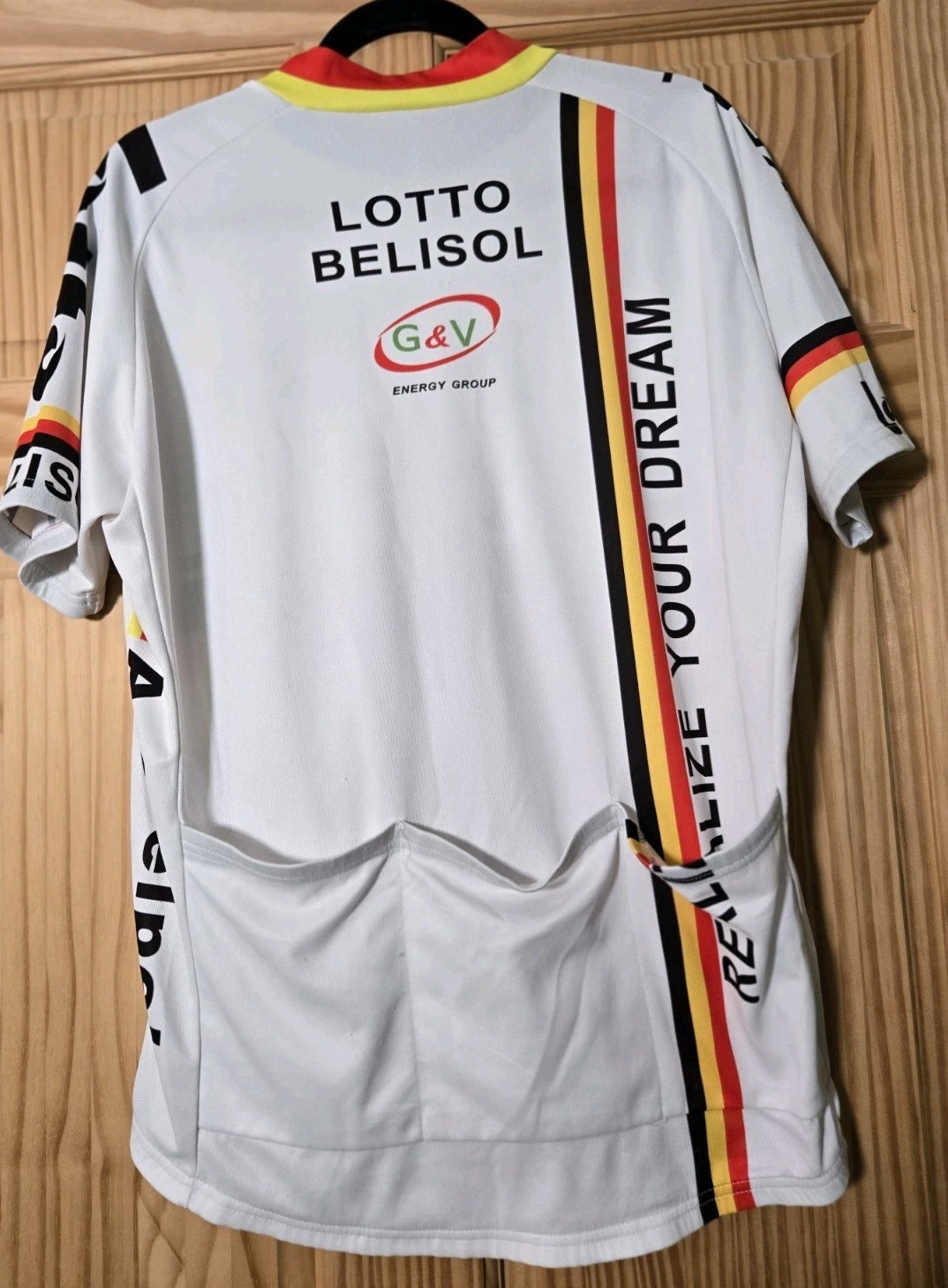 Lotto Belisol Cycling Jersey XXL White Red Yellow Black 100% Polyester Pro Team