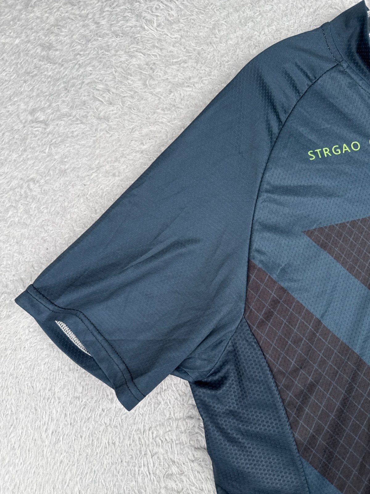 STRGAO Cycling Jersey Adult 3XL XXXL Blue Black Full Zip Short Sleeve Polyester