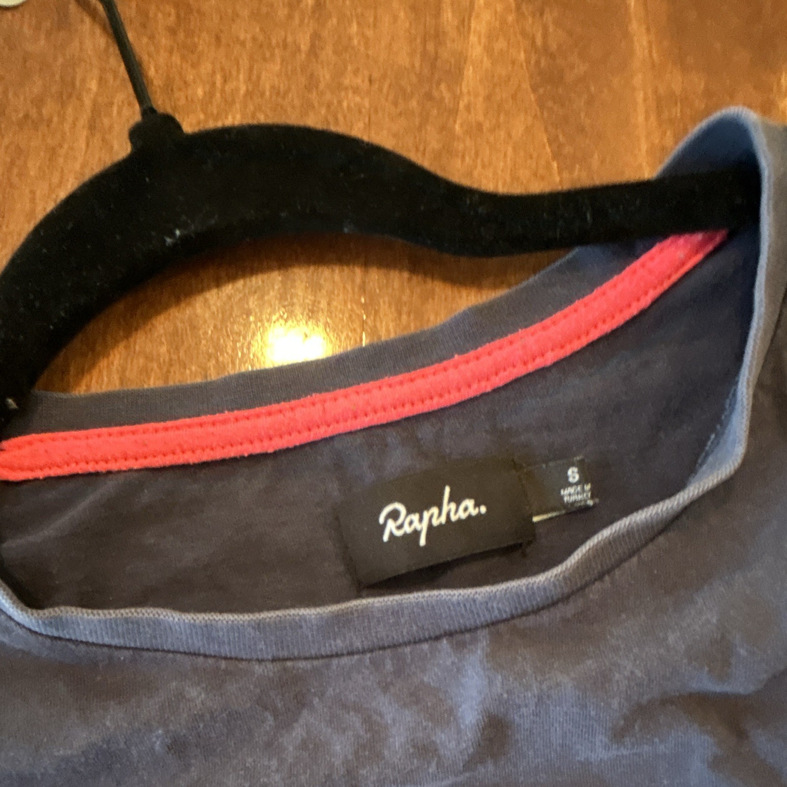 Rapha Logo Cycling T-Shirt Blue Short Sleeve Cotton Crew Neck Size S