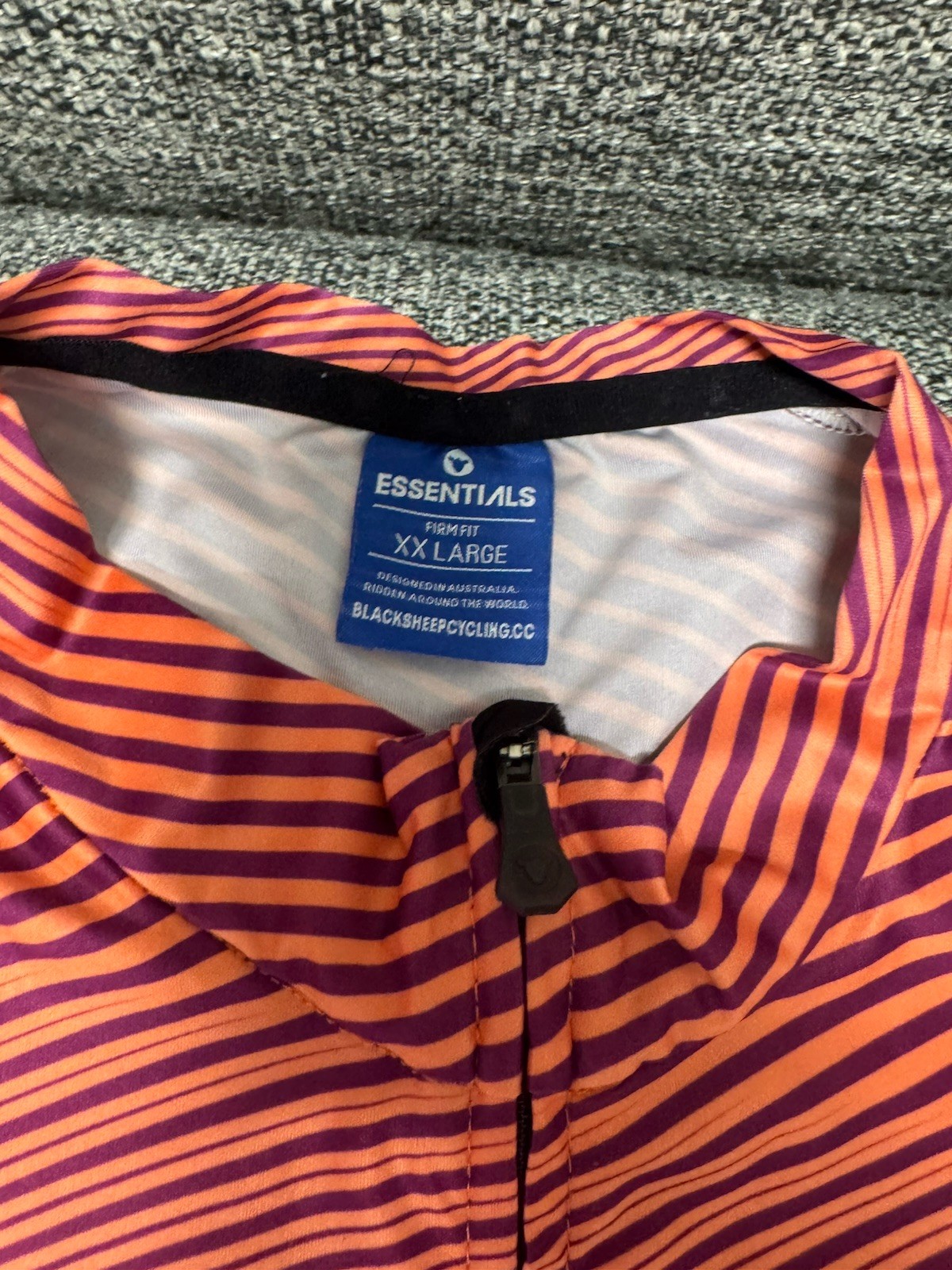 Black Sheep Cycling Essentials Men’s XXL Orange Purple Striped Full Zip Jersey