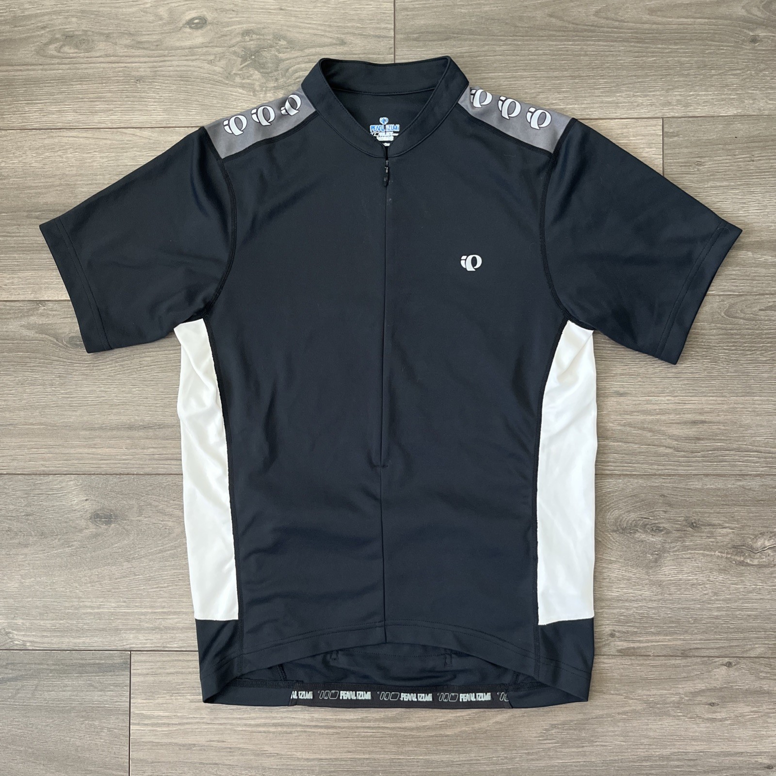 Pearl Izumi 3/4 Zip Cycling Jersey Short Sleeve Black White Gray Mens M