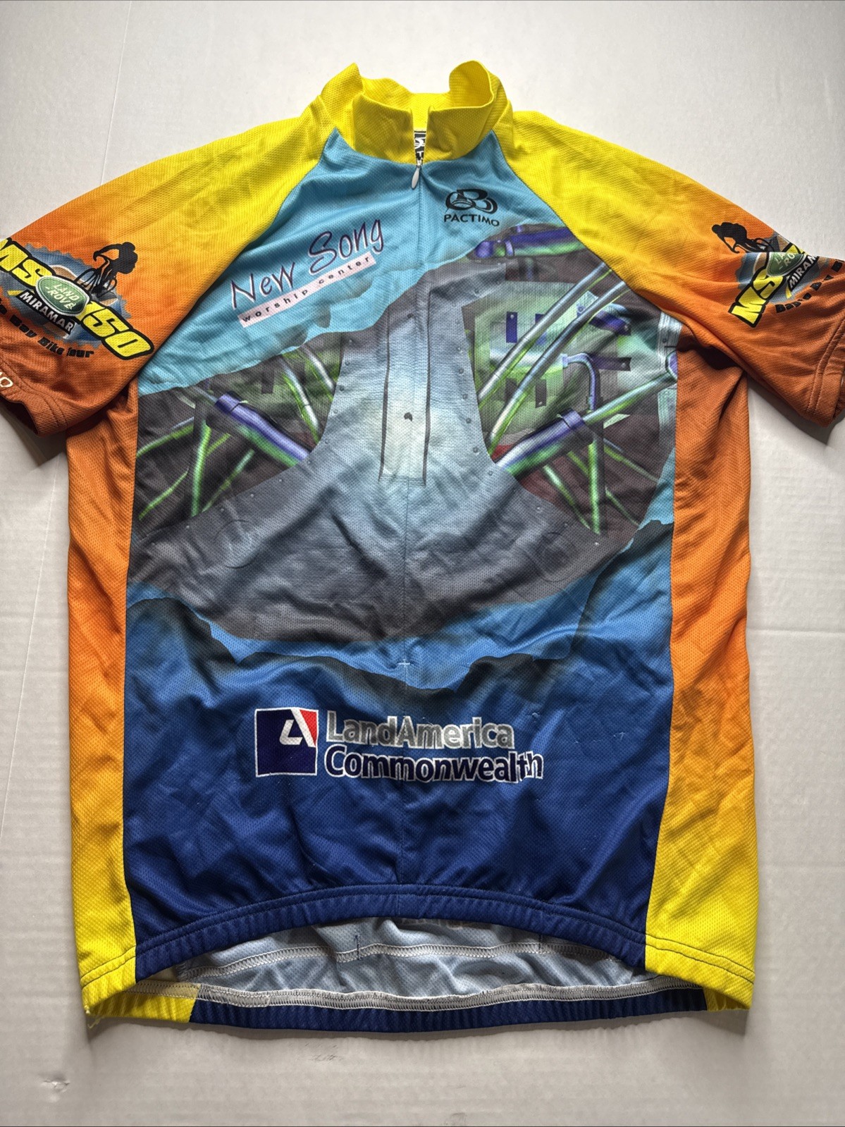 Pactimo Cycling Jersey Men Sz M Miramar Multi Color 3/4 Zip Short Sleeve Bay To