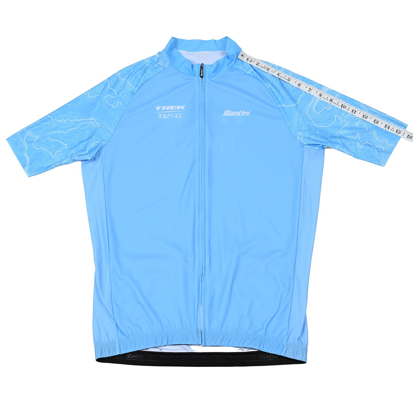Santini Cycling Jersey Mens Large Blue Trek Travel Short Sleeve Full Zip Italy