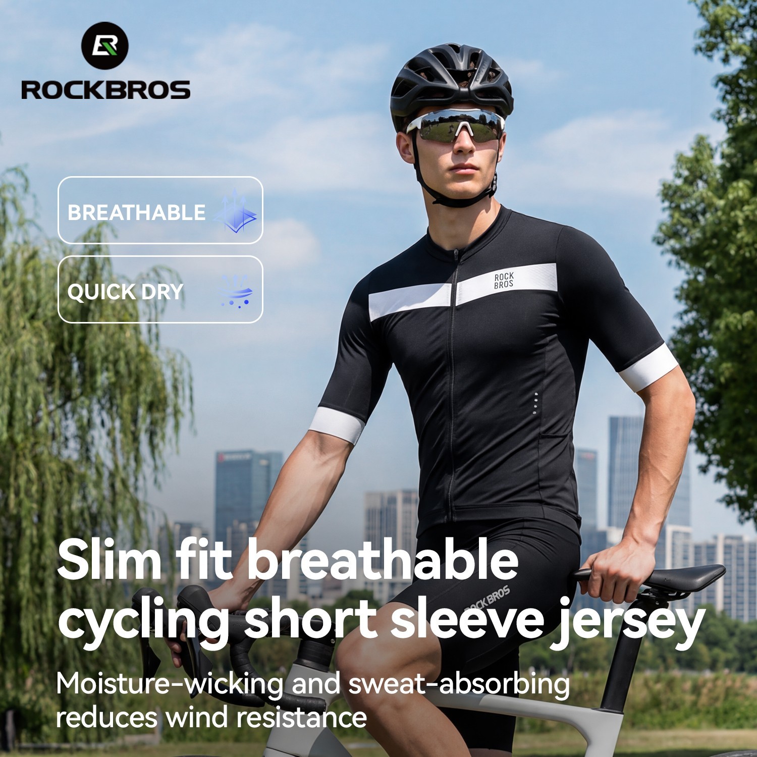 ROCKBROS Summer Men’s Short-Sleeve Breathable Moisture-Wicking Cycling Jersey
