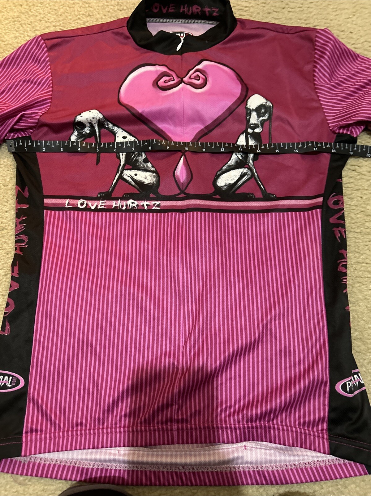 Primal Wear Womens 3/4 Zip Cycling Jersey Love Hurtz Heart Greyhound Dog Size XL