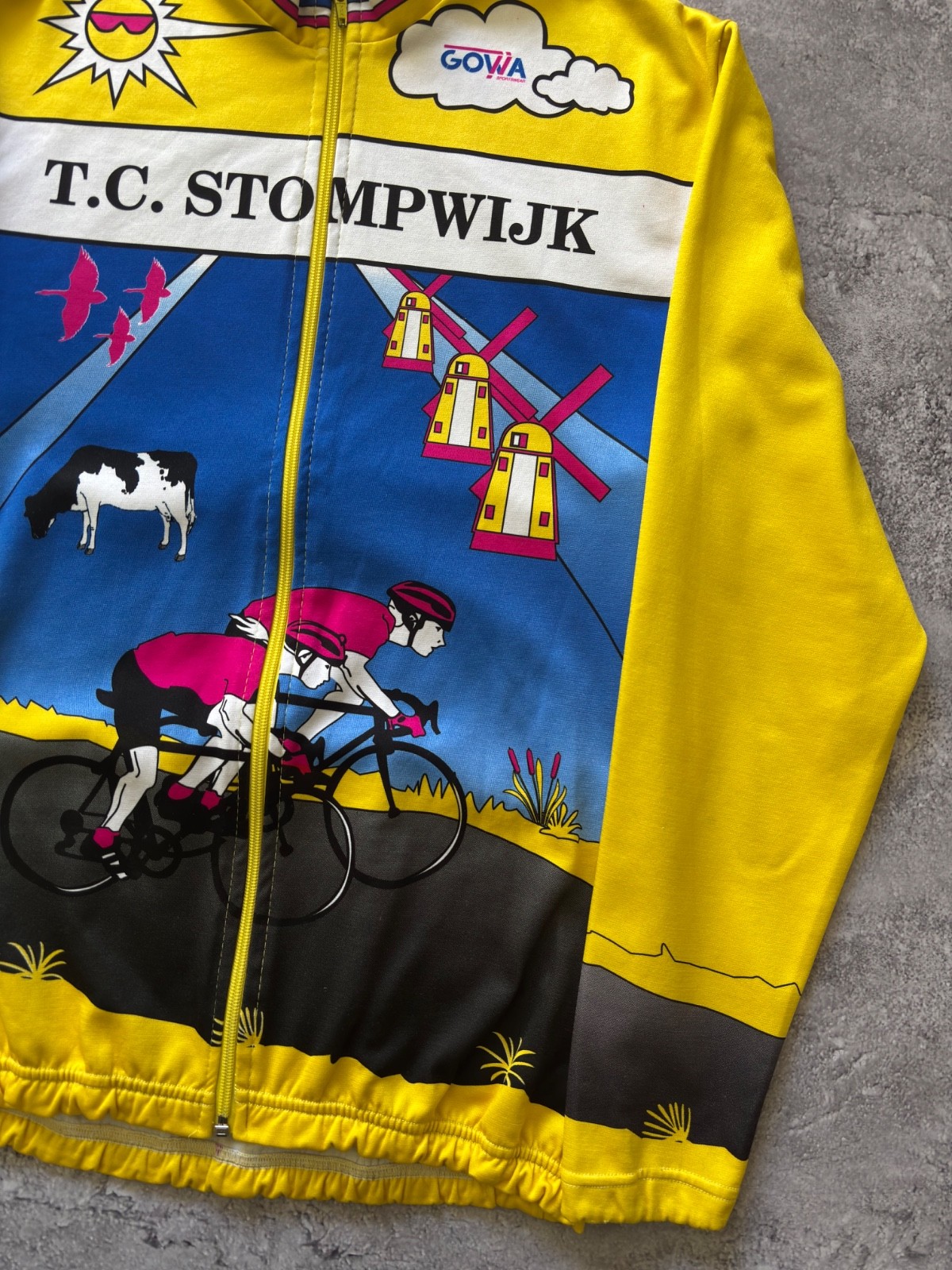 Vintage Cycling Jacket Zip hoodieT.C. Stompwijk Holland Full Zip Team Jersey M L