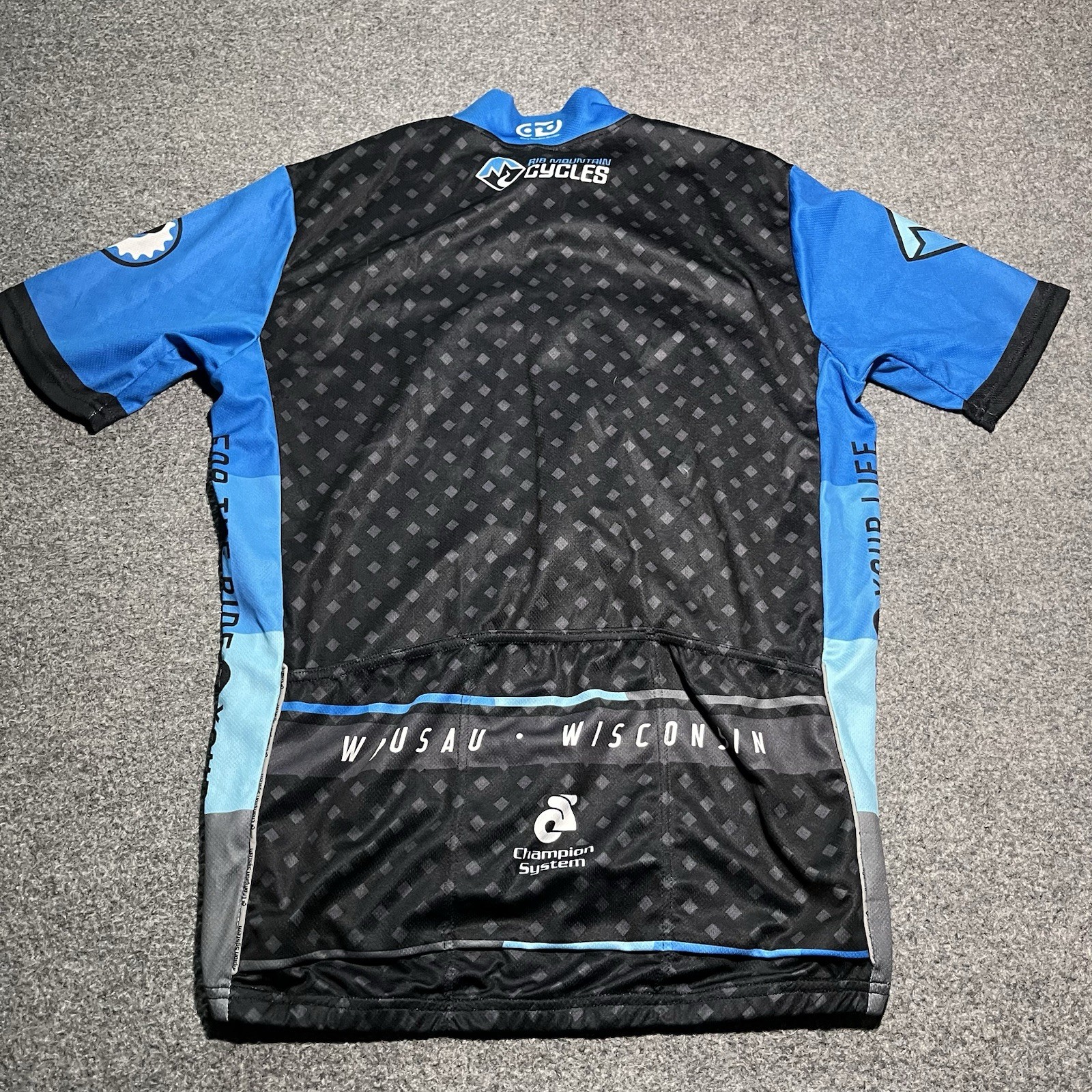 Champion System Cycling Jersey Mens Large Short Sleeve Rib Mountain Blue