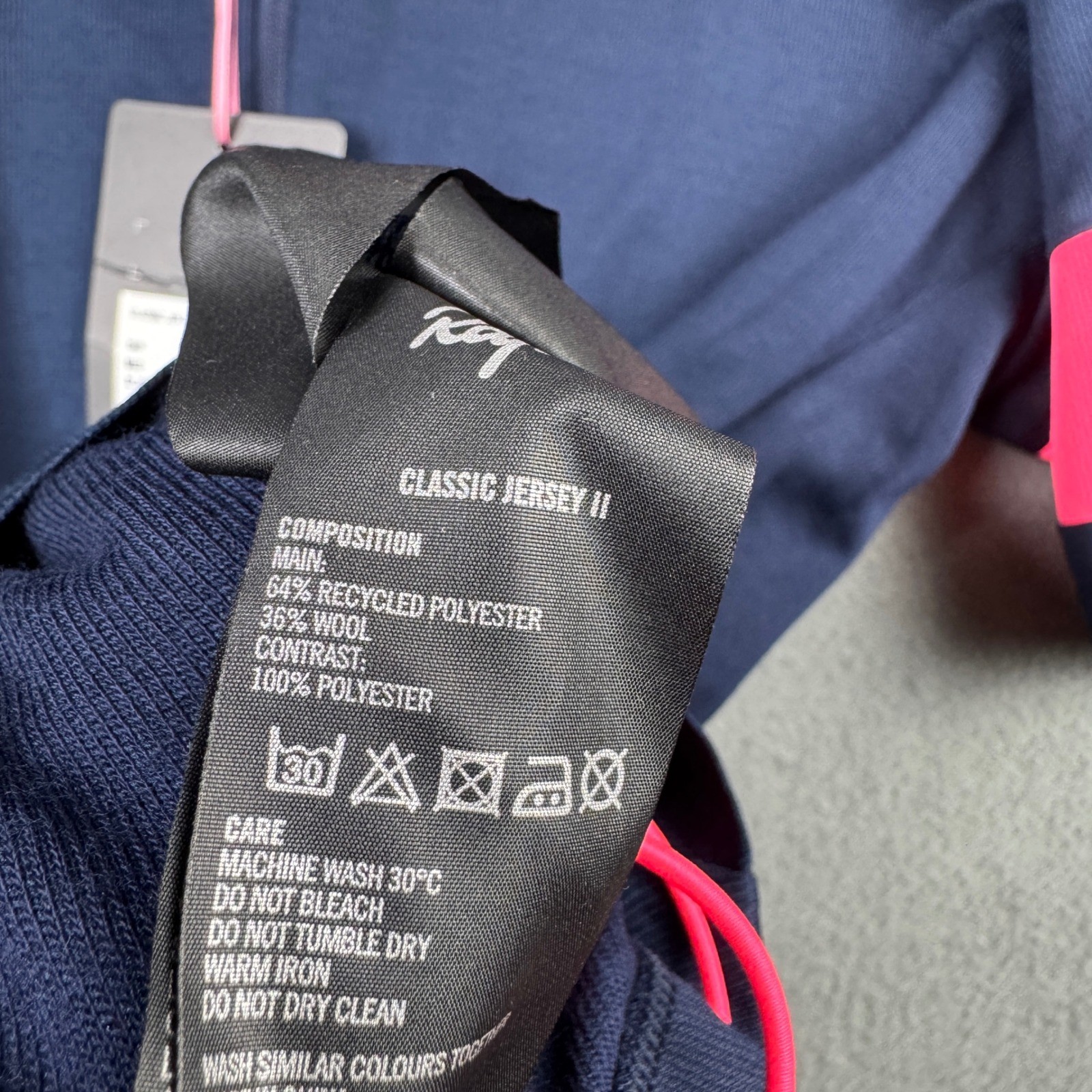 Rapha Classic Jersey II Mens Medium Dark Navy Pink Merino Wool Cycling CLJ07XX