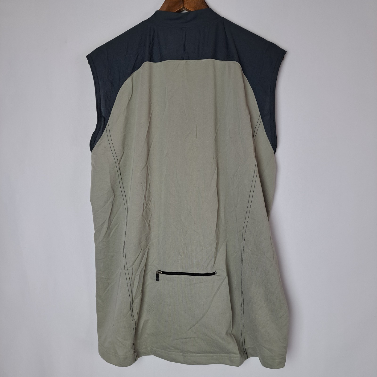 Fox Racing Cycling Jersey Mens XL Beige Gray Sleeveless 1/4 Zip Logo Back Pocket