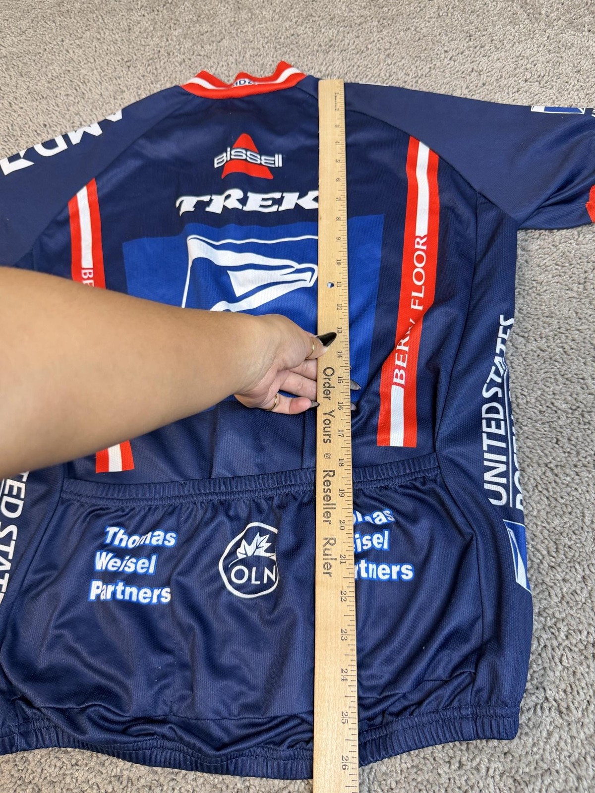 Vintage USPS Trek Cycling Jersey Mens M Blue Zip Pockets Moisture Wicking