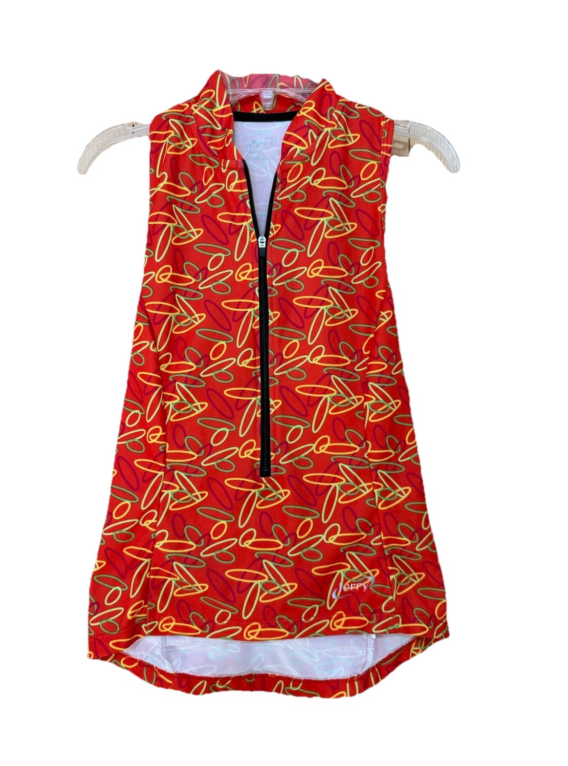 Terry Womens X-Small Cycling Jersey Sleeveless Orange 3/4 Zip Pockets