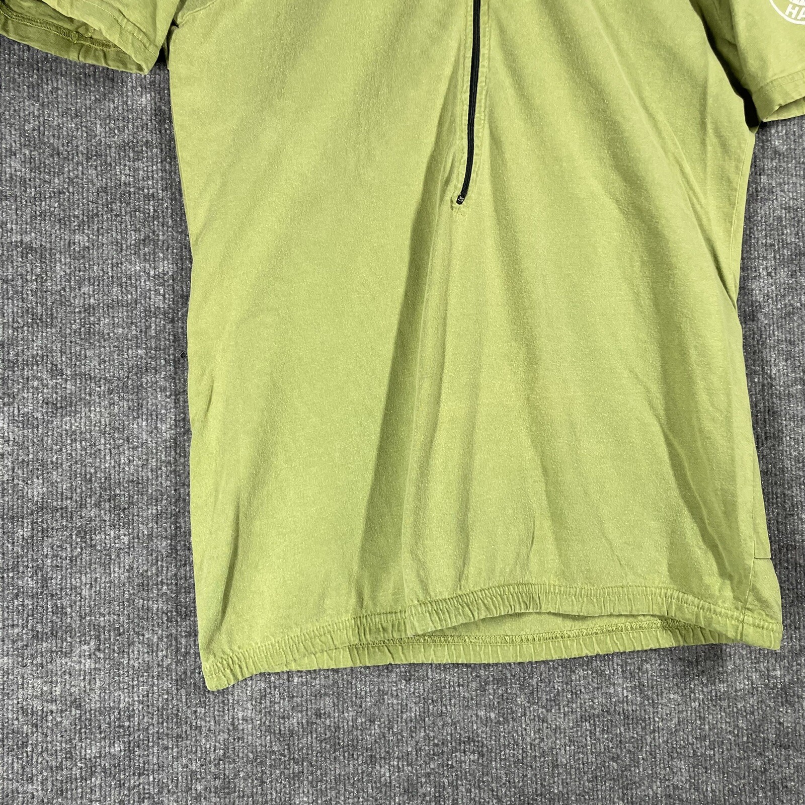 VINTAGE 90s LARGE HARDWARE Cycling Jersey Shirt Size Medium Cotton USA Green Zip