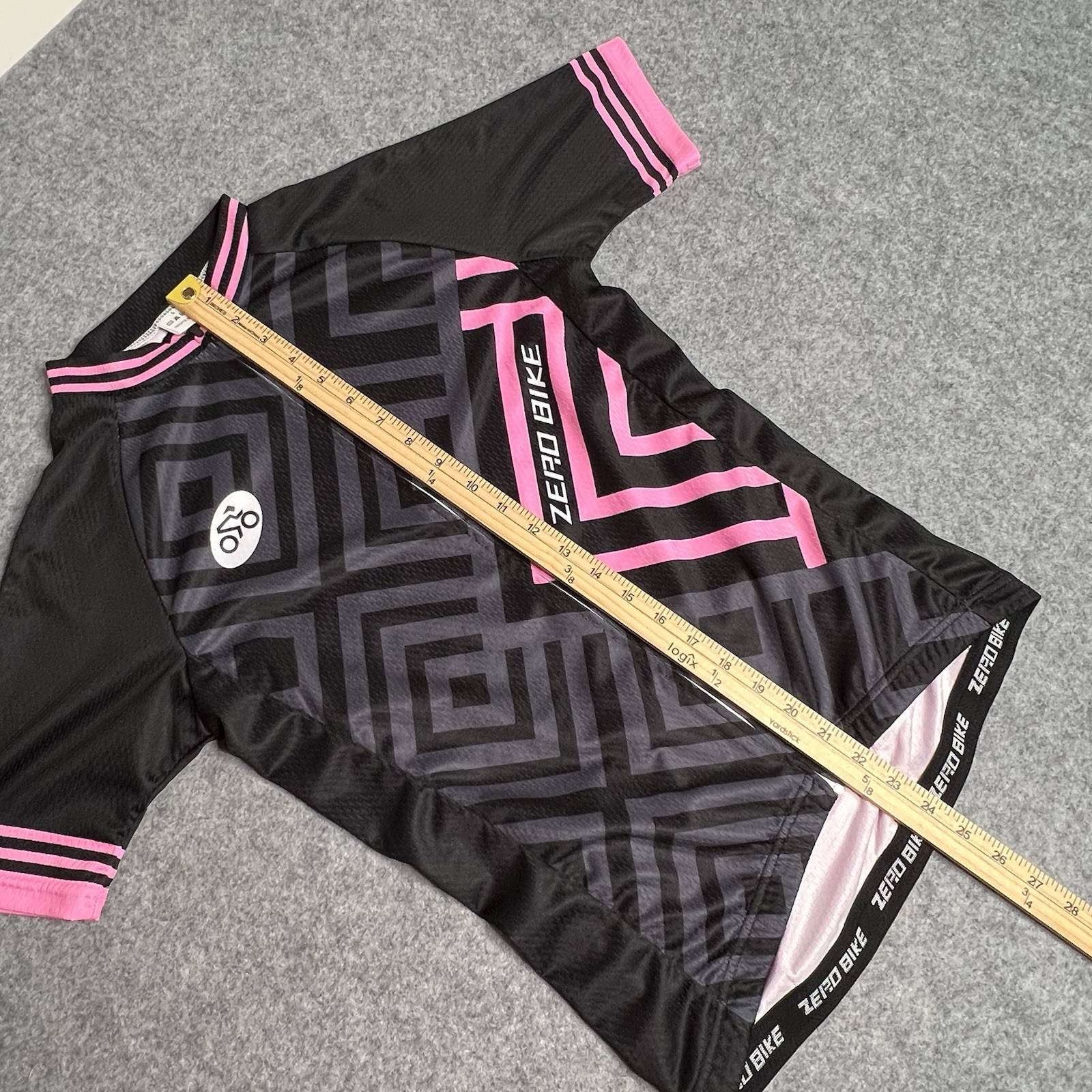 Zero Bike Womens Full Zip Cycling Jersey Pink Gray Black Size S