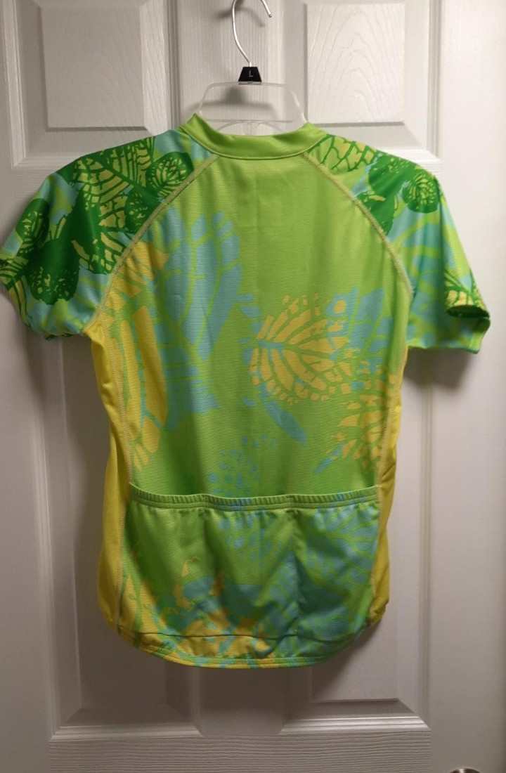 Womens Short Sleeve Cannondale Lime Green Yellow Cyclist Bike Shirt Sz S