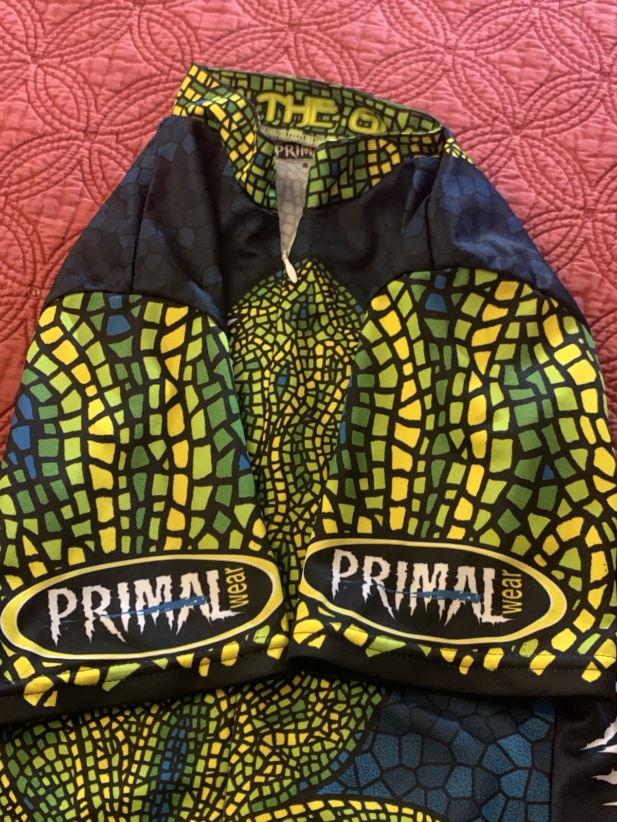 Primal Wear Cycling Jersey Men’s SMALL Coolmax Frog Mosaic Made In USA Vintage