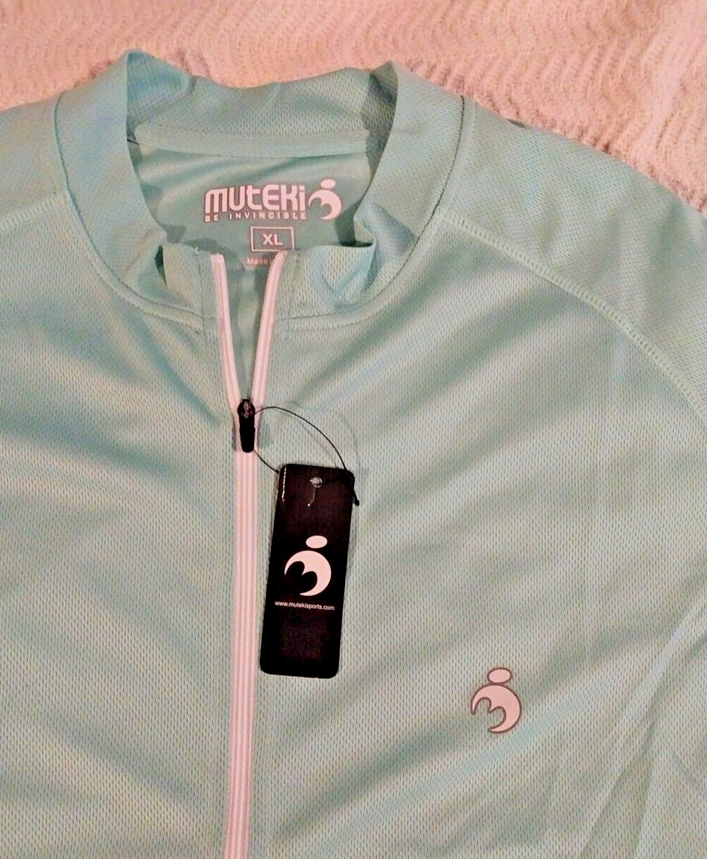 Muteki Mens Cycling Shirt Size Full Zip Breathable Vent Teal New M, L, XL