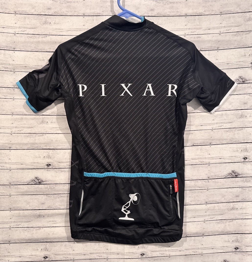 Jakroo x PIXAR Cycling Jersey M Black Blue Full Zip Lightweight Disney NEW NWT