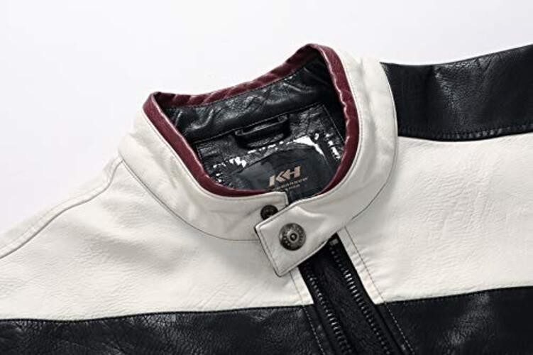 Stand-up collar men’s motorcycle leather motorcycle racing suit color-blocking