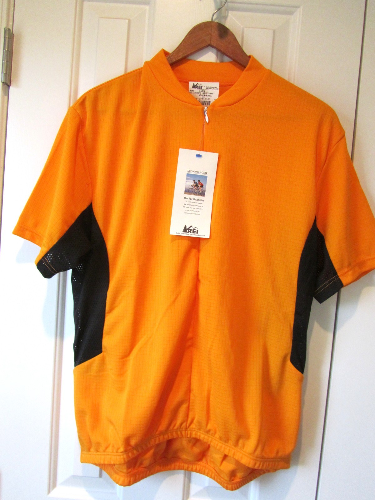 Rare Vintage REI Trionfo Men’s Cycling Jersey, Gold/Black (Orange), USA – NWT