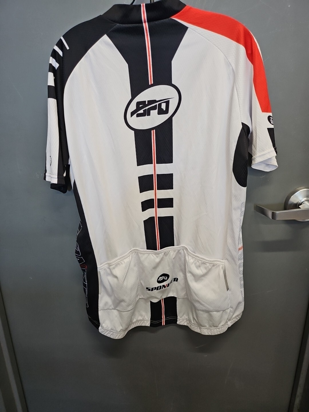 Mens Sponeed Bike Wear Full Zip Shirt White Black And Red Sz XXL
