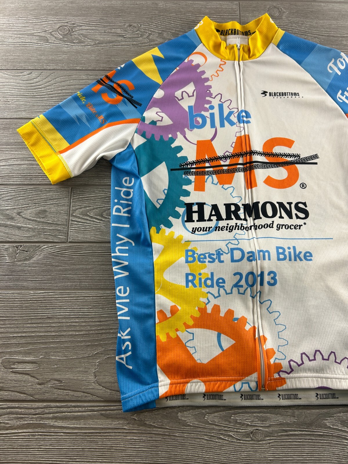 Cycling Jersey Adult Size Large Full Zip Back Pockets Blackbottoms Cycle Wear