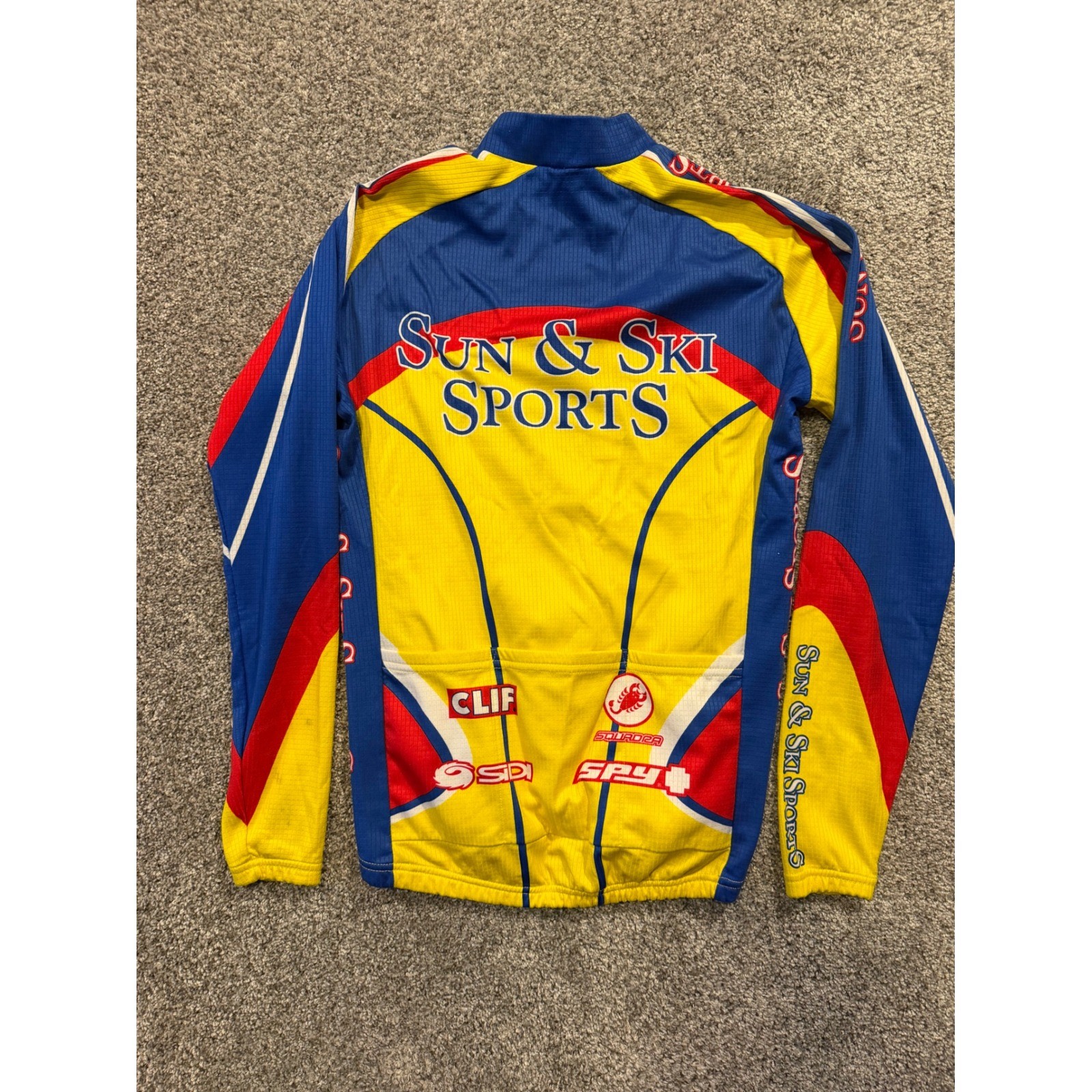 Sun & Ski Sports Cycling Jersey Mens M* Multi Color Long Sleeve Sponsor Graphic*