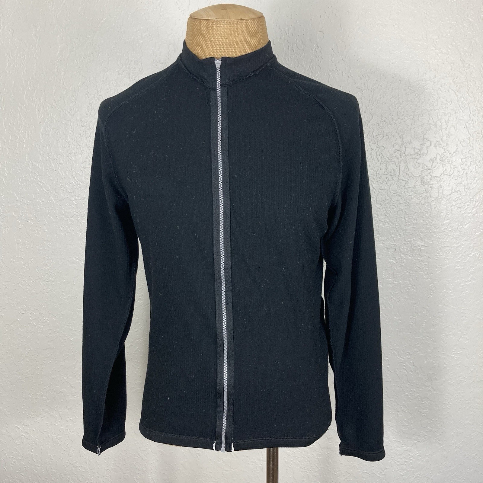 Giordana Cycling Jersey Shirt Top Mens Medium Solid Black Full Zip Long-Sleeve
