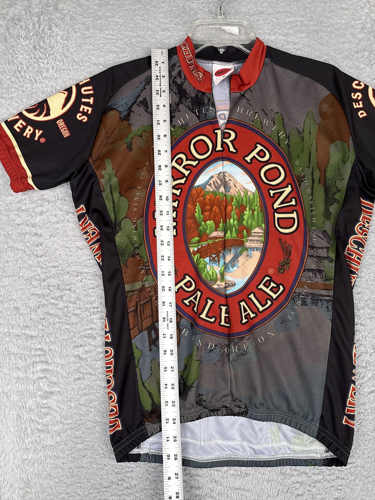World Jerseys Cycling Jersey Mens Medium Mirror Pond Pale Ale Full Zip Pockets
