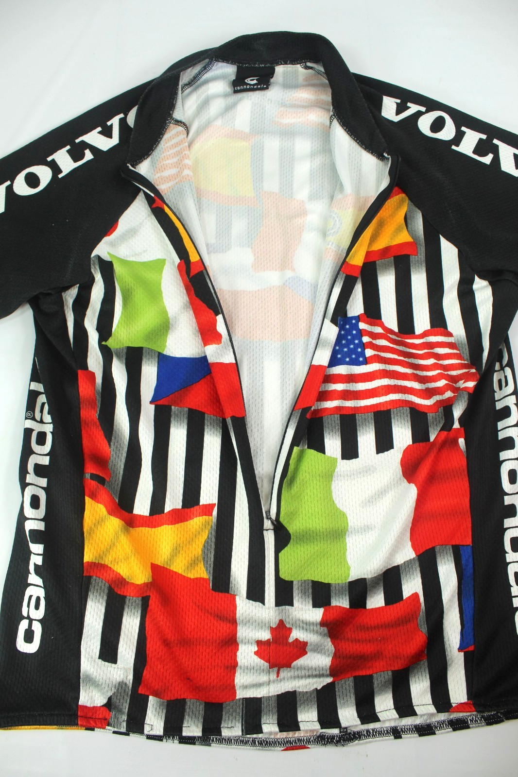 Cannondale Unisex Cycling Jersey L Large Nation Flags Volvo 3/4 Zip USA Made