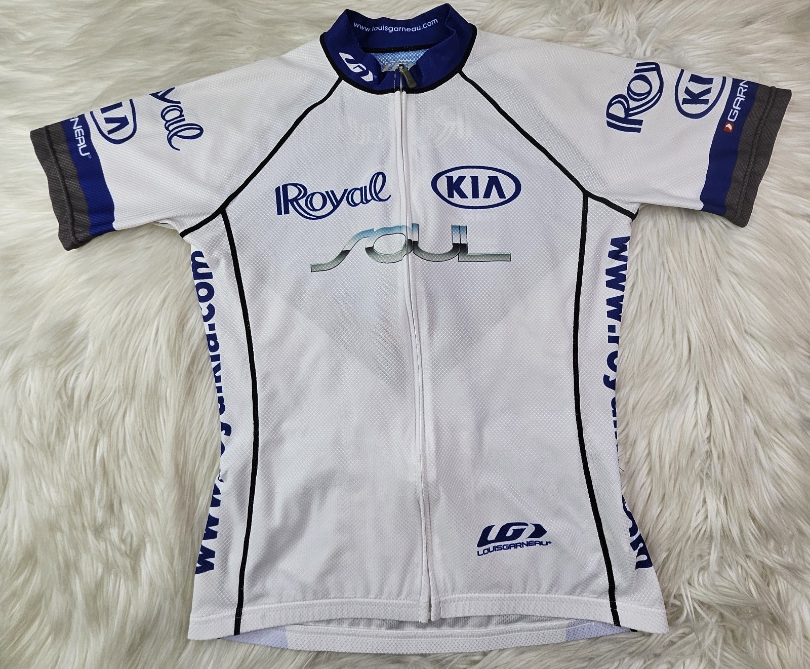 Louis Garneau Cycling Jersey Womens (M) Royal Kia Full Zip 100% Polyester
