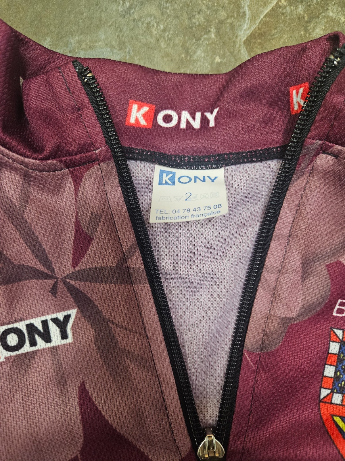 KONY Cycling Jersey Bourgogne Burgundy With Grapevines Leaves Size 2