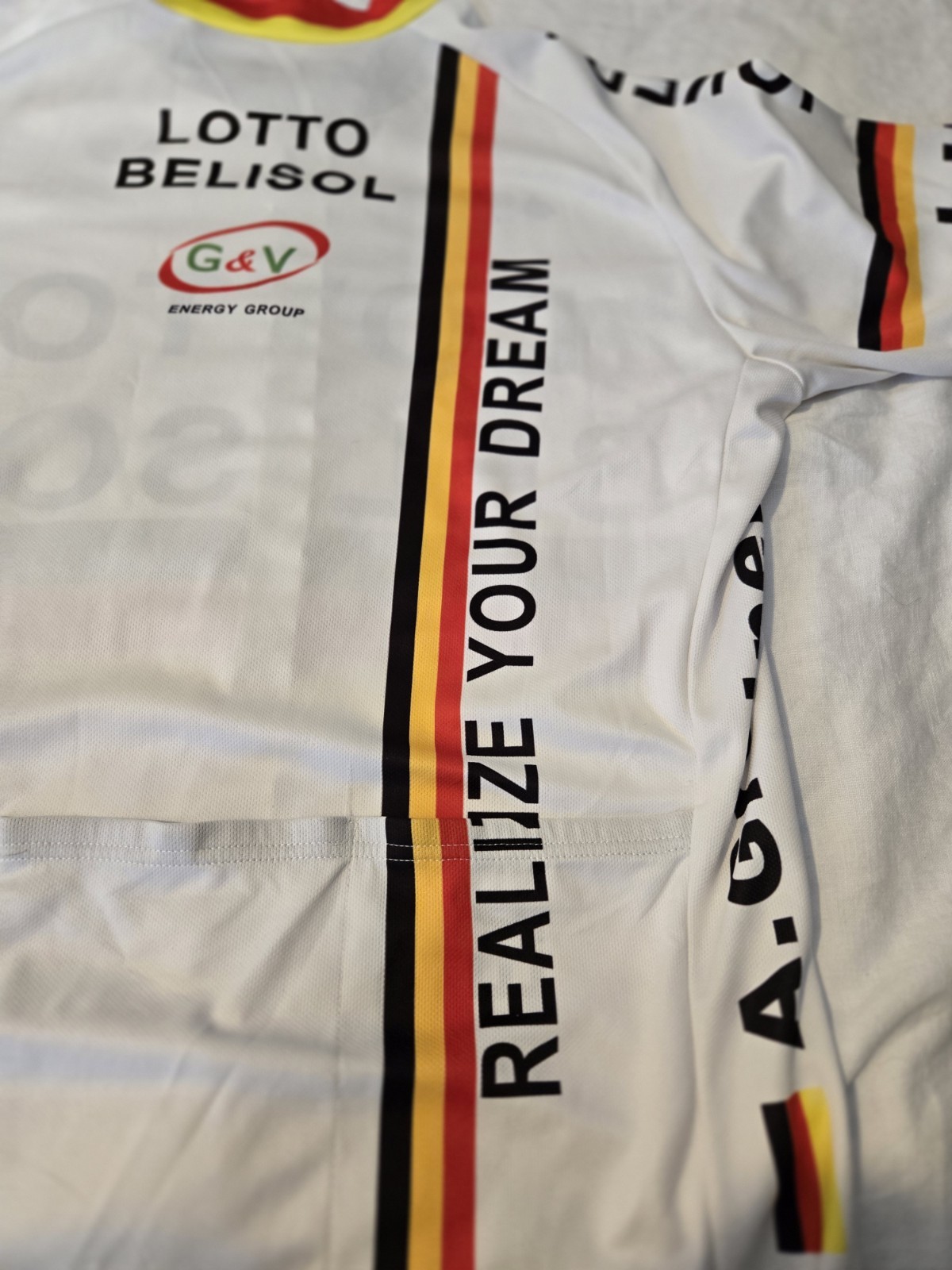 Lotto Belisol Cycling Jersey XXL White Red Yellow Black 100% Polyester Pro Team