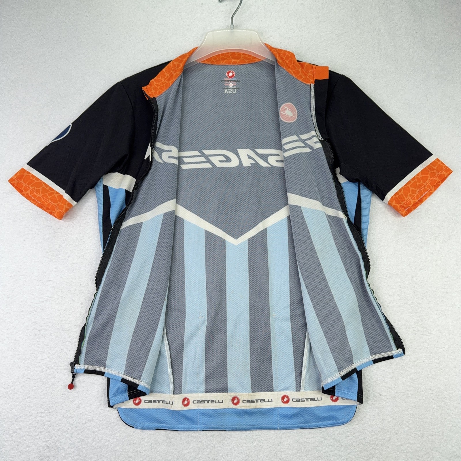 Castelli Mens Cycling Jersey Shirt 2XL Multicolor Full Zip Sage Mock Neck Bike