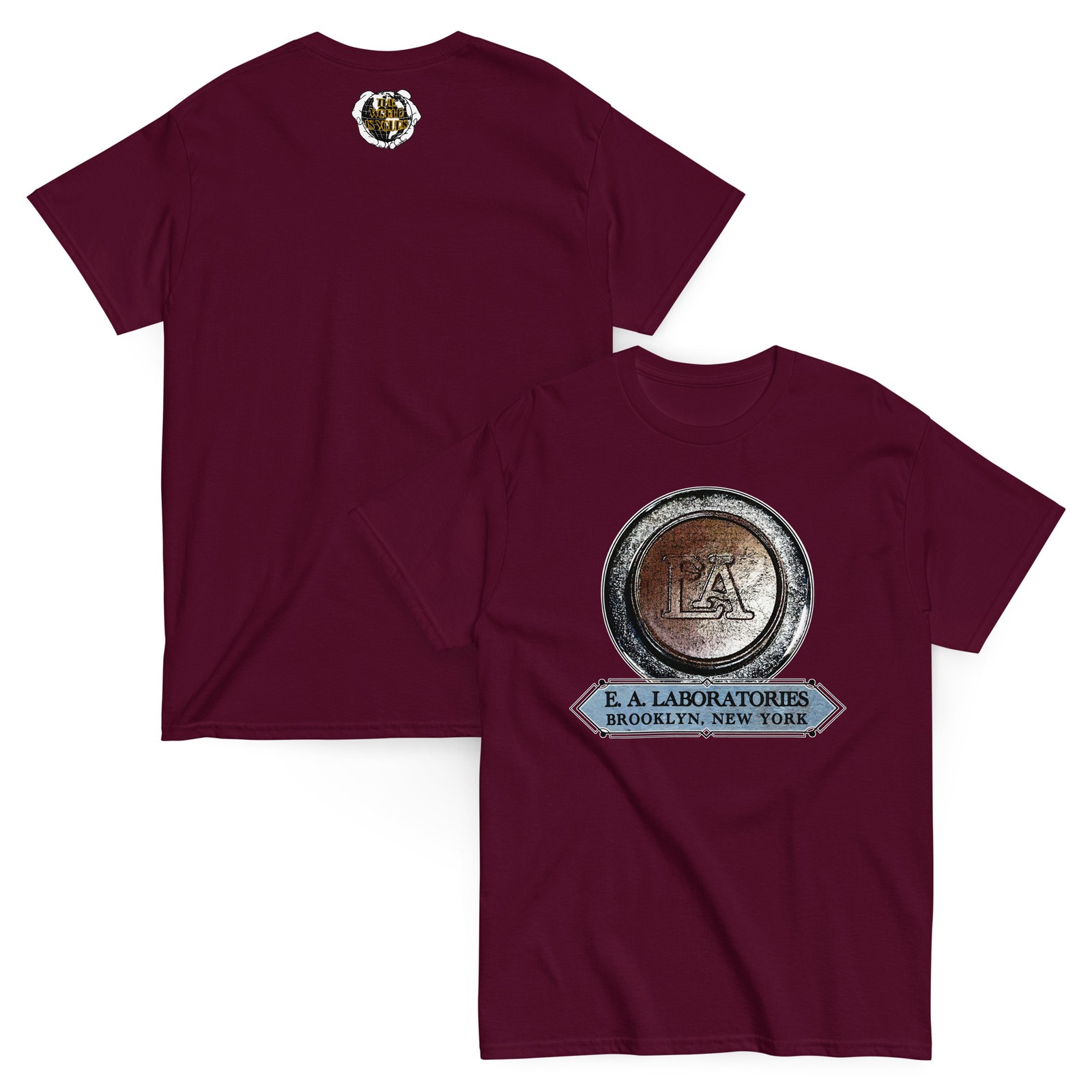 E.A. LABORATORIES Art-Deco t-shirt (S-5XL) – prewar bicycle horn, EA Labs, light