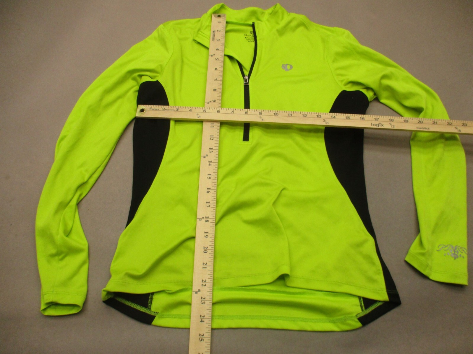 PEARL IZUMI Size L Womens Lime 1/2 Zip Stand Collar Pocket Cycling Pullover 369