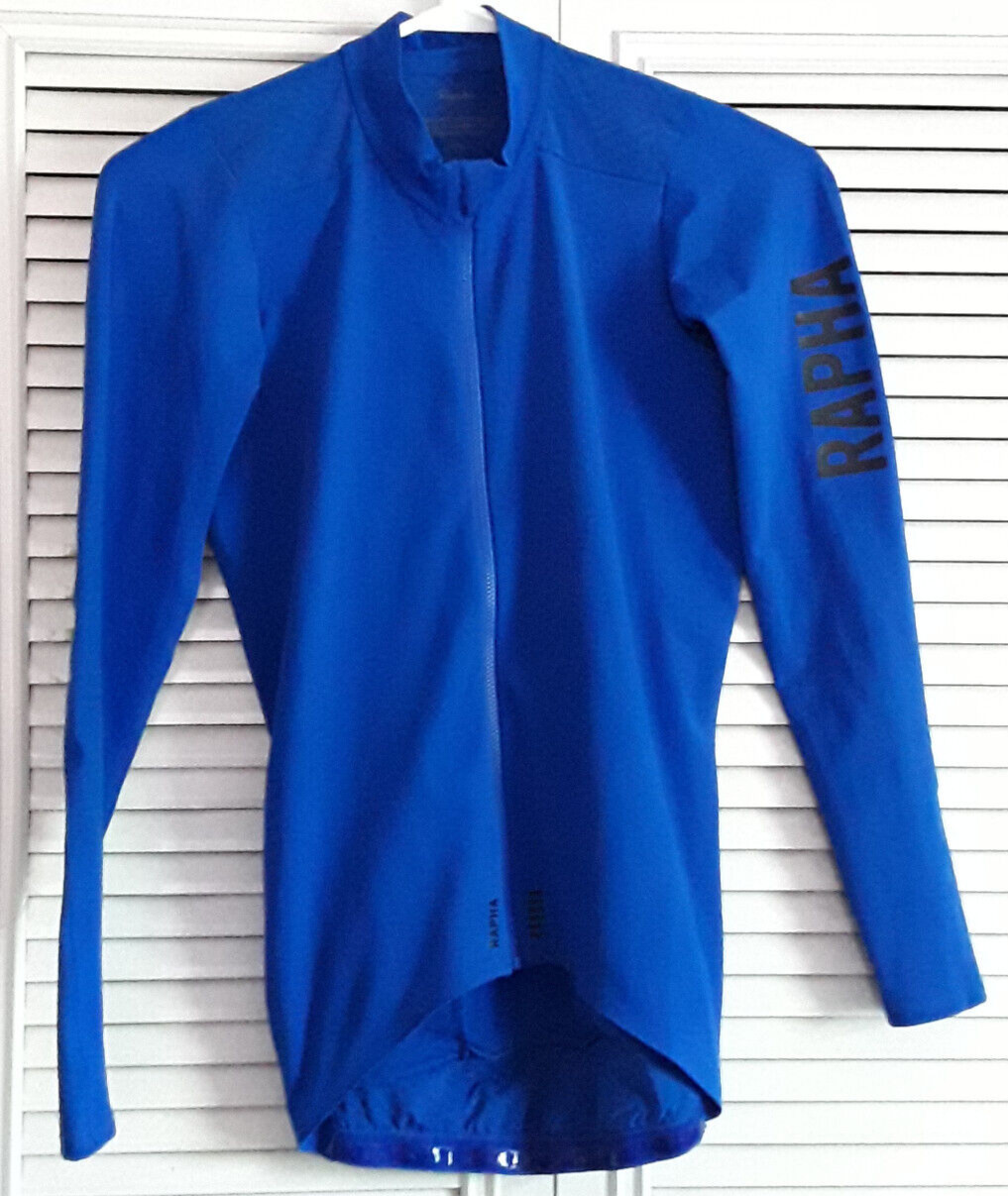 USED BLUE RAPHA CYCLING AERO II JERSEY LONG SLEEVE PRO TEAM MIDWEIGHT SMALL