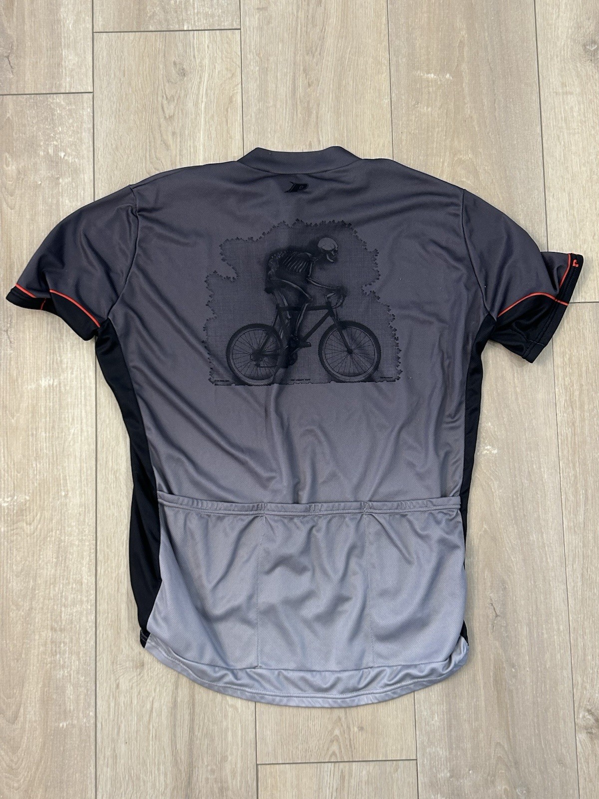 Primal Wear Jersey Mens XL Gray Black Skeleton Rider Cycling Full Zip Stretch