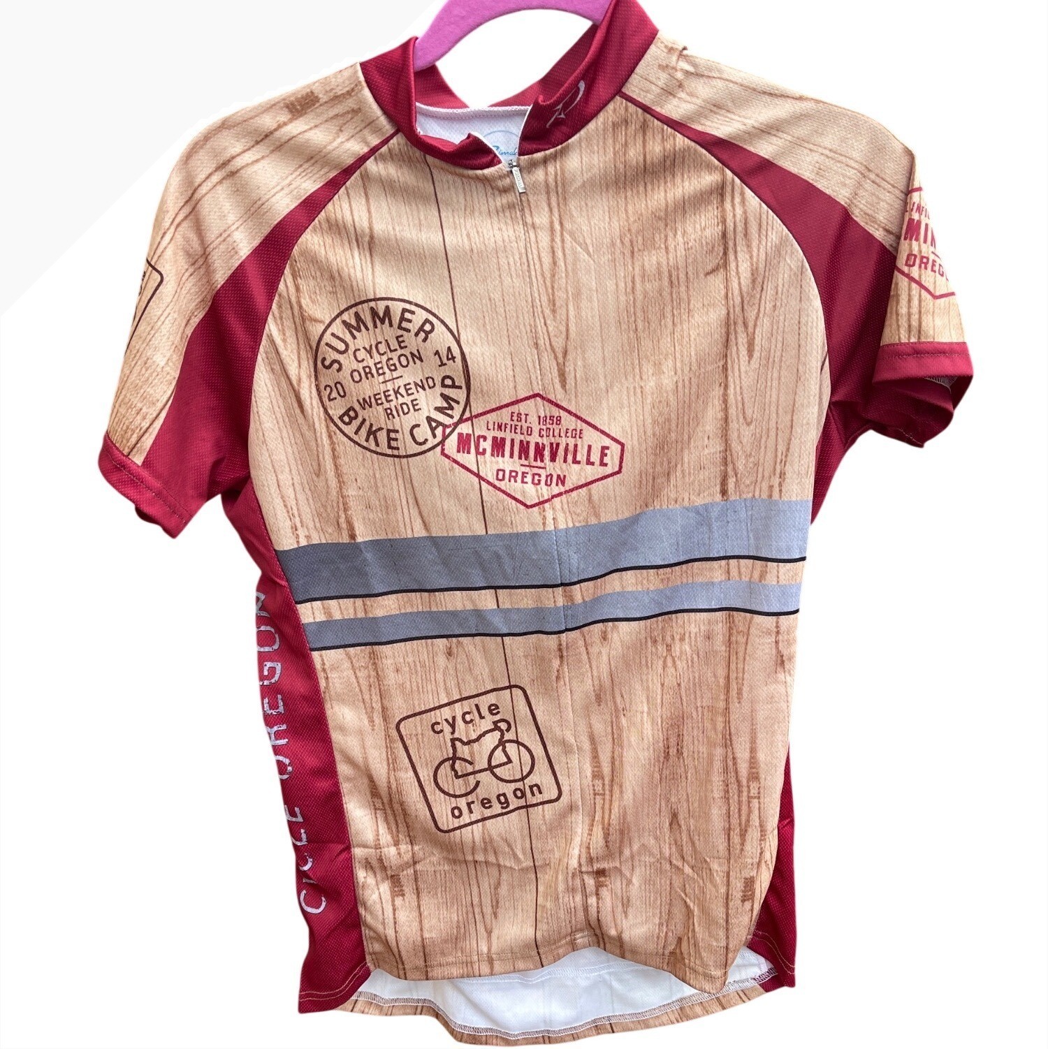 Cycle Oregon Cycling Jersey XL 2014 Women’s Raglan Tee Red Tan NWT New
