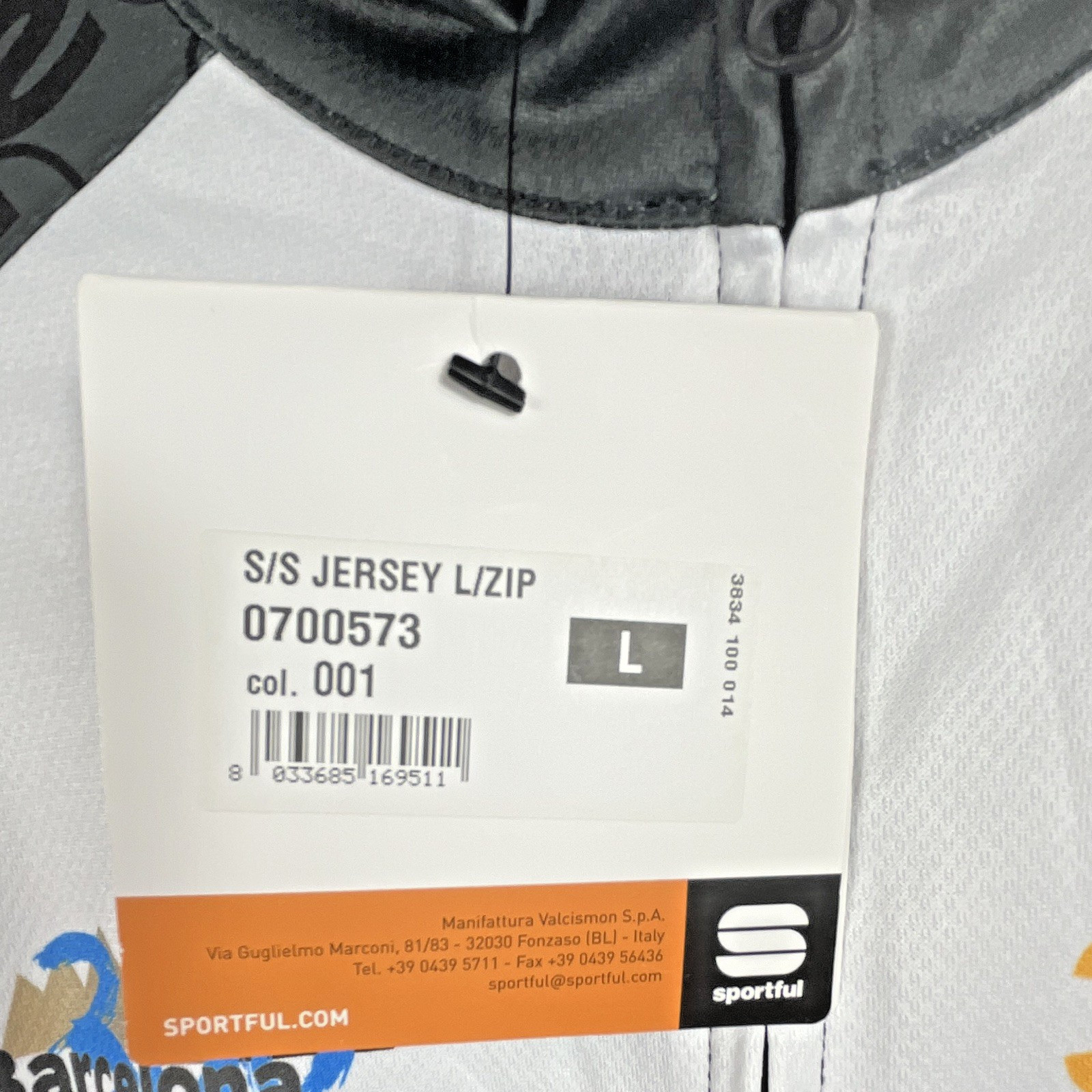 Sportful NWT Cycling Jersey White/Black/Red Graphic Large Full Zip w/Pockets