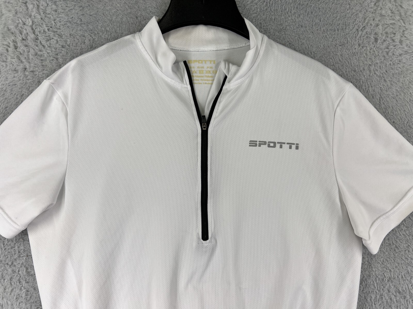 Spotti Shirt Mens Extra Large White 1/2 Zip Short Sleeve Polyester Pockets