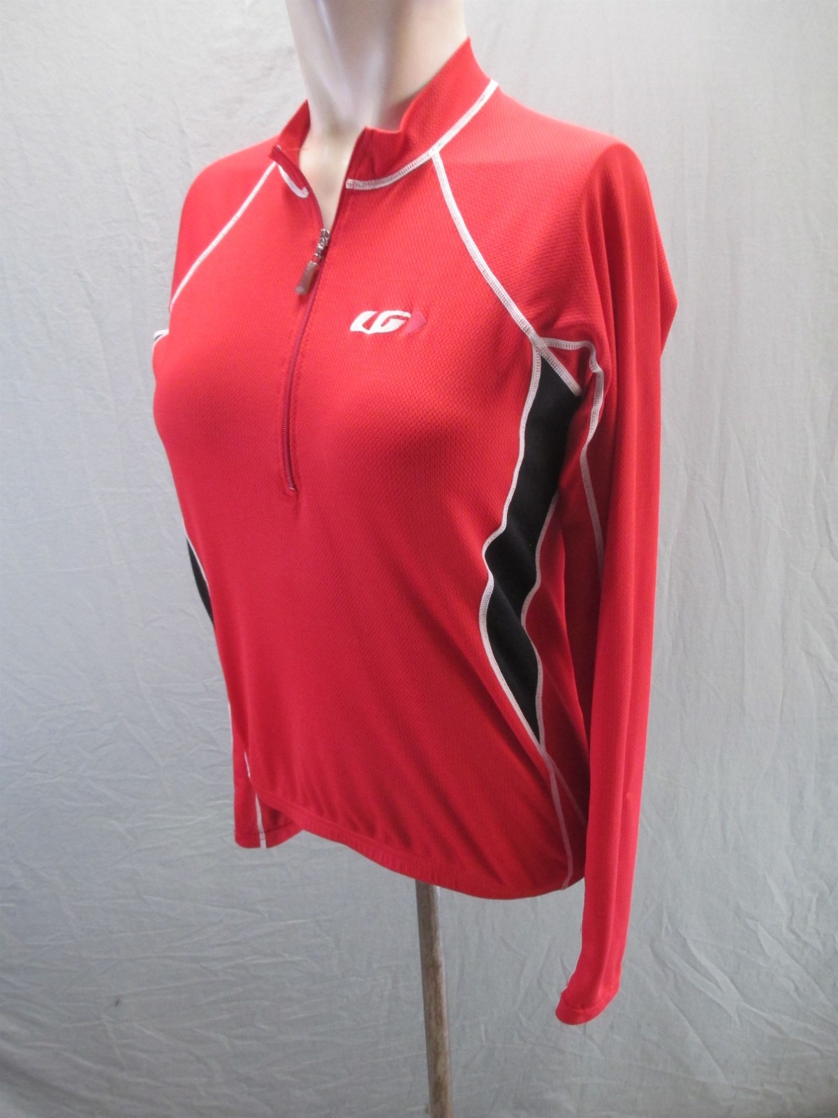 Louis Garneau Size M Womens Red Cycling Compression 1/4 Zip Long Sleeve Top 756