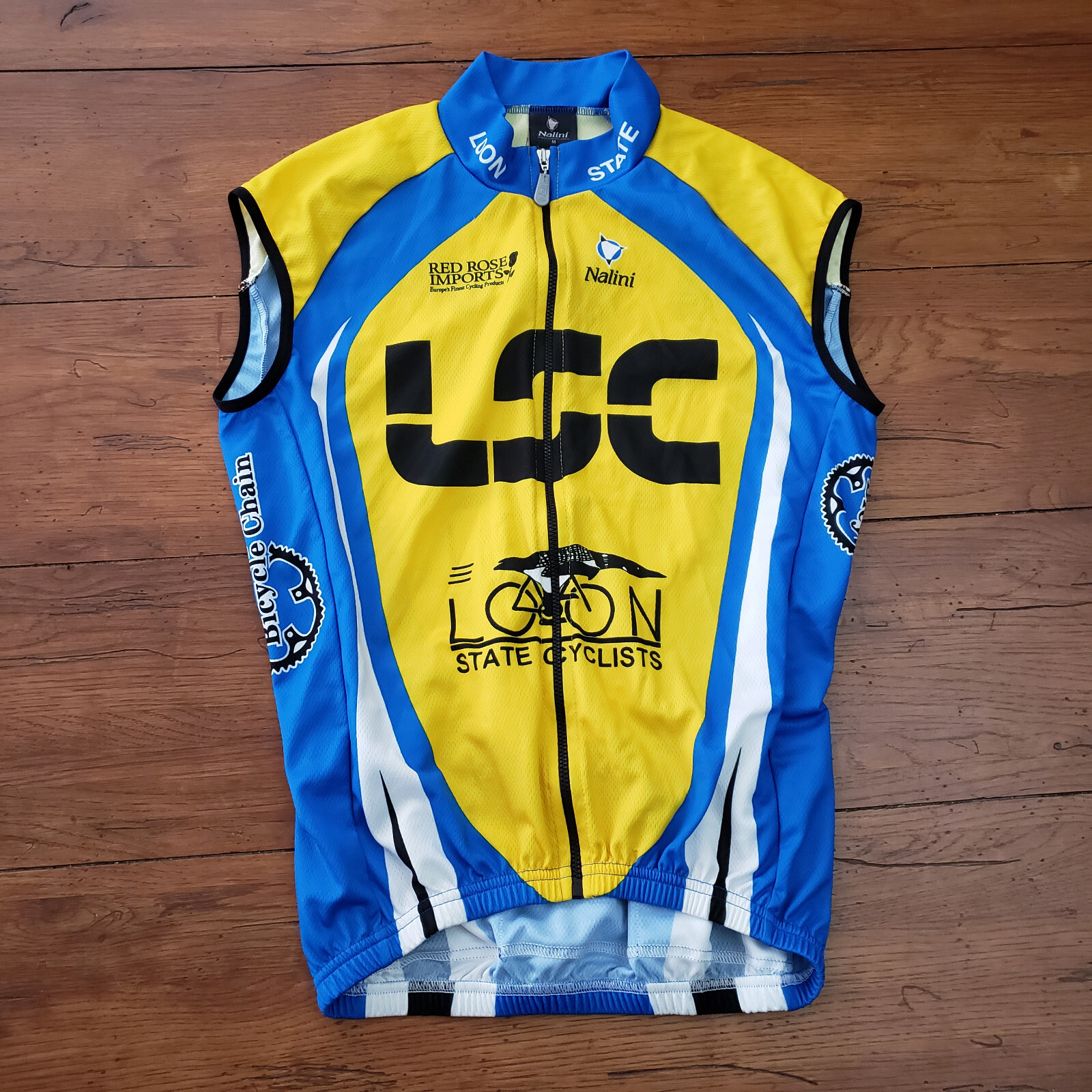 Nalini Cycling Jersey Mens Medium Sleeveless Loon State Cyclists M Yellow Blue